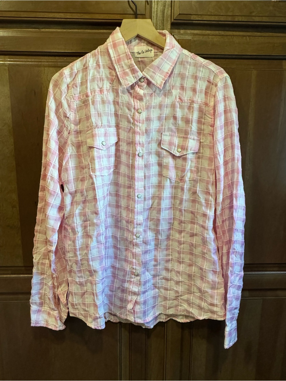 The Nu Vintage Pink Plaid Shirt Snap Closure